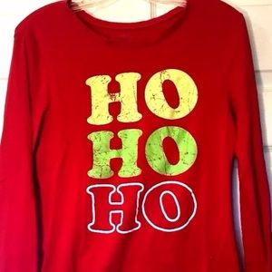 CHRISTMAS Santa Red Long Sleeve Shirt "HO HO HO"